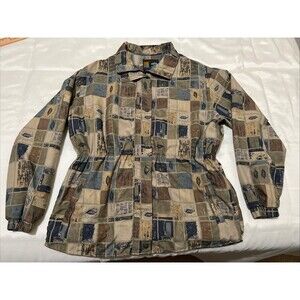 VTG Forresters Windbreaker Shirt GORE-TEX Women’s L Outdoors Geometric Khaki